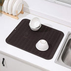 Silicone Dish Drying Mat for Multiple Usage,Easy clean,Eco-friendly,Heat-resistant Silicone Mat for Kitchen Counter or Sink,Refrigerator or Drawer Liner Coffee XL 18 inches x 16 inches