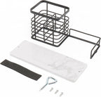 HarJue Toothbrush Holder, Luxurious Metal Toothbrush Toothpaste Holder with Marble Base for Bathroom, Multi-Slots Openwork Design, Bathroom Accessory for Storage and Organizer (Large, Matte Black)