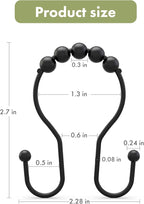 AmazerBath Shower Curtain Hooks Black Shower Curtain Rings, Metal Shower Curtain Hooks Rust Proof, Smooth Glide Double Shower Hooks Rings for Shower Curtain, Shower Rod Hooks 12Pcs