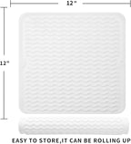 Silicone Dish Drying Mat for Multiple Usage,Easy clean,Eco-friendly,Heat-resistant Silicone Mat for Kitchen Counter or Sink,Refrigerator or Drawer liner Translucent M 12 inches x 12 inches