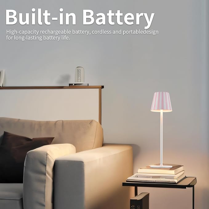 2 Pack Cordless Table Lamp, 5000mAh Portable Rechargeable LED Desk Lamp, 3 Color Modes Stepless Dimming Table Light with Memory Function, for Dinner, Patio, Home, Restaurant.