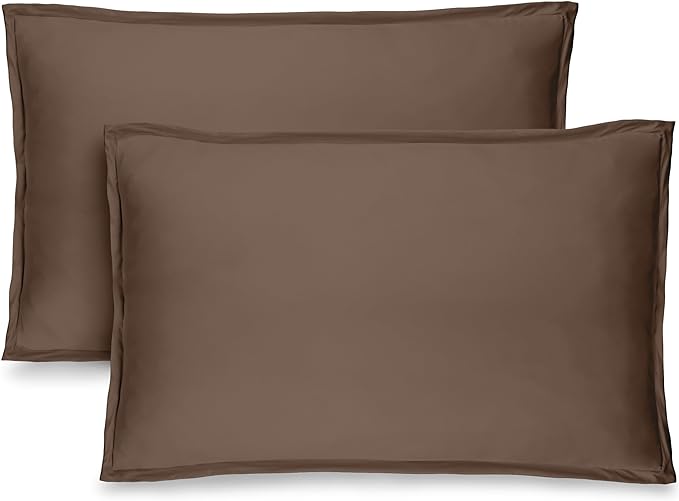 Bare Home King Pillow Sham Covers - Set of 2 - Premium 1800 Ultra-Soft Microfiber - Double Brushed - Bed Pillow Shams - Pillows Not Included (Set of 2, Cocoa)
