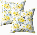 CAPSCEOLL 2PCS Yellow Flower Zipper Pillow Cases 18X18Inch Blue Small Autumn Botanical Black Blossom Bouquet Petal Romantic White Holiday Pillow Covers for Bedroom Sofa Square Pillow Covers