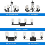 MELUCEE Black Chandelier 8 Lights, Kitchen Island Lighting Industrial Chandelier with Clear Glass Shade, Farmhouse Pendant Light for Dining Room Living Room Bedroom