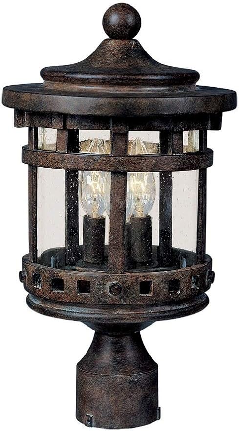 Maxim Santa Barbara VX Three Light Outdoor Pole Mount with Sienna Finish and Seedy Glass