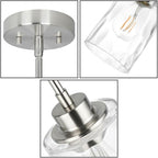 XiNBEi Lighting Mini Pendant Light 1 Light Glass Pendant Lighting, Modern Adjustable Kitchen Hanging Light Brushed Nickel Finish XB-P1227-BN