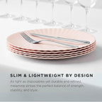 TP Melamine Plates Set of 8, 8-Inch Lightweight Reusable Plates for Picnic, Party, BBQ & Camping, Dishwasher Safe Tableware for Salads, Appetizers & Desserts, Light Pink