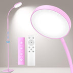 Floor Lamp, Adjustable Height Floor Lamps for Living Room Bedroom, 120 LED Super Bright Standing Lamp Remote Control Dimmable Gooseneck Tall Stand Reading Lamp for Office Craft, Pink