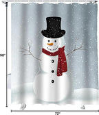 Vandarllin Custom Christmas Snowman Bathroom Shower Curtain,Waterproof Polyester Fabric -Blue Red White-Extra Long 72" x 96"