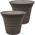 The HC Companies Sedona Round Self-Watering Pot - Lightweight Self Care Planter - Plastic Planter for Herbs & More - Durable Plant Pots for Indoor Plants & Outdoor Plants (12" Cappuccino, Pack of 2)