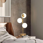 Modern Gold Globe Table Lamp Mid Century 3-Light Desk Lamp with Milk White Glass Shade Metal Base Nightstand Lamp for Bedroom Bedside End Table,G9 Bulb(Not Included)