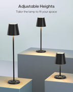 LED Cordless Table Lamp Rechargeable, 3-Height Adjustable, 5500mAh Battery Operated Lamp, 3-Color Dimming Touch Lamp, Portable Lamp for Dining, Bedroom,Camping, Outdoor, Indoor(Black 2 Pcs)