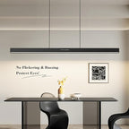 44.5" Dimmable LED Linear Kitchen Island Pendant Light Fixtures with Memory Function, 30W Modern Touch Control Chandelier, Adjustable Color Temperature, Dining Room Light Fixture for Office Bar, Black