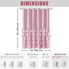 Seasonwood Pink Ruffle Shower Curtain - Girly Cute Button Farmhouse Style Fabric Blush Shower Curtain for Bathroom