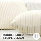 Simmore Decorative Fall Throw Pillow Covers 20x20 Set of 2, Soft Natural Plush Flannel Double-Sided Fluffy Couch Pillow Covers for Sofa Living Room, Cream White
