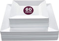 Aya's 60ct White Square Disposable Plates - Heavy Duty Plastic Party Plates for Christmas, Thanksgiving (30 Dinner & 30 Salad)