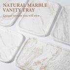 Marble Vanity Tray, Marble Bathroom Tray Countertop, Decorative Trays for Dresser Organizer, White Stone Storage Serving Trays for Kitchen, Perfume, Jewelry Cathall Holder