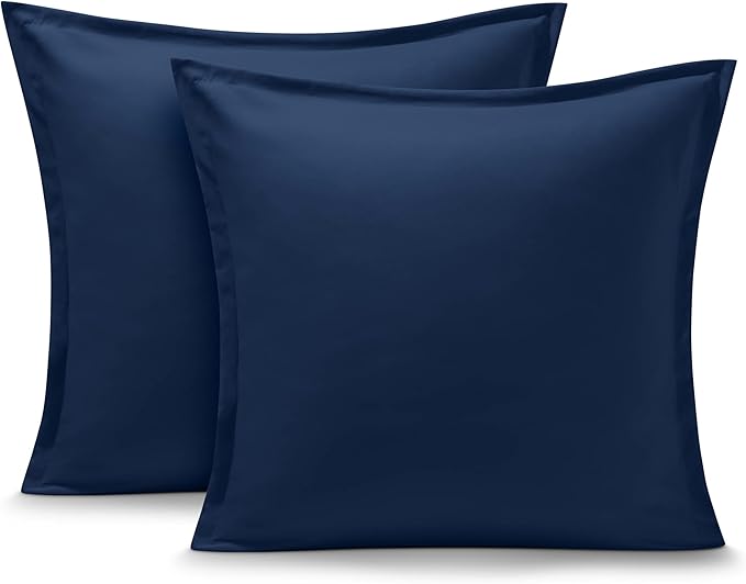 Bare Home Euro Pillow Sham Covers - Set of 2 - Premium 1800 Ultra-Soft Microfiber - Double Brushed - Bed Pillow Shams - Pillows Not Included (Set of 2, Dark Blue)