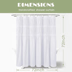 Elegant Ruffle White Shower Curtain 72" x 72", Ruched Microfiber Vintage Rustic Bath Curtain for Bathroom, Boho Farmhouse Bathroom Decor, Durable and Fade Resistant (LQ-38)