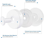 Suction Cup Hooks for Towels Robes, Heavy Duty Bathroom Shower Hooks Stainless Steel, No Drill on Smooth Wall,Glass,Mirror, Tile in Bedroom Kitchen to Hang Swimsuit Washcloths (4, White)