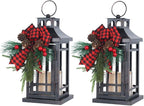 NEEDOMO 2 Pcs Christmas Decorations Indoor, Outdoor Christmas Led Lanterns Decorative for Table Centerpieces, Vintage Metal Hanging Candle Holder, Home Decor for Party, Living Room, Patio, Porch