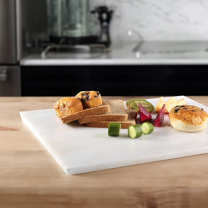 Koville African Natural Marble Cutting Board for Kitchen, 16x20inch Extra Large Hand Crafted Marble Slab for Cheese, Charcuterie, Pastry Board - Wedding Gift, House Warming Gift