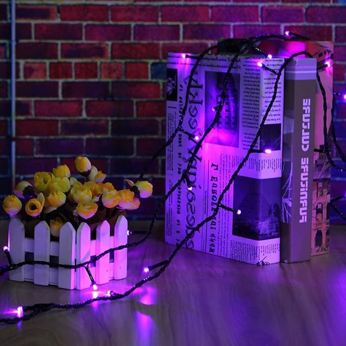 Connectable Purple Halloween Lights, 2pack 164ft 400Led 13 Modes String Lights Plug in, Twinkle Light with Timer Indoor/Outdoor for Tree Party Halloween Decorations