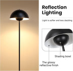 Black Floor Lamp for Living Room, 66'' Industrial Standing Lamp with Unique Metal Shade&Base Reflecting Light Tall Retro Lamp for Bedroom, Black