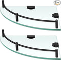 Crowye 2 Pcs Corner Shower Shelf 2-Tier Glass Corner Shelf Stainless Steel Wall Mounted Bathroom Organizer for Storing Bottle Shower Gel Shampoo Brush, 9.25 Inches (Black)