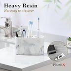 Luxspire Toothbrush Holder, 2 Slots Toothbrush and Toothpaste Holdersfor Bathrooms, Resin Toothbrush Holder Electric Toothbrush Stand for Vanity Countertop, Bathroom Accessories, Gravel White