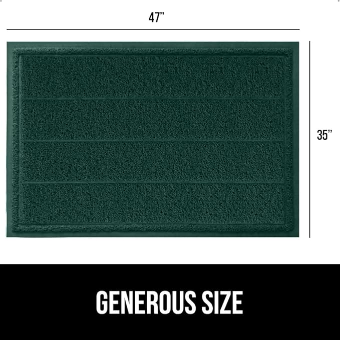 GORILLA GRIP Dirt Grabber Mesh Doormat, Low-Profile, Stain and Fade Resistant Heavy Duty Quick Dry Striped Doormats, Mats for Indoor or Outdoor Entry, Shoe Scraper, Garage Entrance Mat 47x35, Green