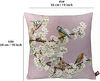 Charlotte Home Furnishings Floral Decorative Throw Pillow Cover 19x19 in, Passerines French Country Couch Pillow Case, Home Decor Cozy Tapestry Cushion Cover, European Cotton Jacquard Woven