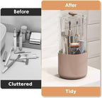 Toothbrush Holder with Cover 360 Rotating 4 Compartments Bathroom Toothpaste Electric Toothbrush Organizer, Pink