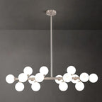 16-Light Globe Sputnik Chandelier, Mid Century Modern Light Fixture Over Table, Nickel Linear Chandeliers for Dining Room and Kitchen Island (Milk White Glass Bubble Shades, 40 Inch)