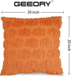 GEEORY Fall Pumpkins Soft Plush Pillow Covers, 20 x 20 Inch Set of 2, Fluffy Faux Fur Wool Decorative Farmhouse Cushion Case for Sofa Home Decoration Orange GC018-20