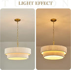 20”Hand Woven Rattan Chandelier Boho Pendant Light Adjustable Coastal Pendant Light for Kitchen Island Dining Living Room, White, UL Listed