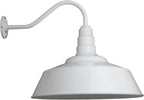 Steel Lighting Co. Redondo Barn Light | Outdoor Wall Mounted | 20 inch Dome | 16 inch Gooseneck | Large Farmhouse Warehouse Light Made in America | White Exterior/White Interior