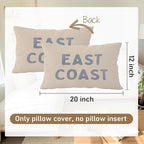 Blue Coastal Throw Pillow Cover 12x20, Coastal Room Decor, Blue Dorm Decor, Coastal Preppy Trendy Retro East Coast Coquette Decor for Girls Room College Sofa Couch