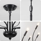 12-Lights Black Farmhouse Chandelier for Dining Room, 34 Inch Large Chandeliers for High Ceilings Foyer Modern Pendant Light Fixture for Living Room Entryway Hallway Kitchen Island E12