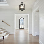 4-Light Black Farmhosue Chandelier For Entryway, Dining Room Chandelier Over Table, Modern Pendant Light Kitchen Island, Industrial Candle Lantern Light Fixture Kitchen, Bedroom, Stairway, Foyer