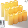 Homemory 12-Piece Waterproof Flameless LED Candles with Remote Control & Timer, Multi-Size Set (D2.2'' x H4''5''6''), Battery Operated for Outdoor/Indoor Decor, Wedding, Holidays & Events