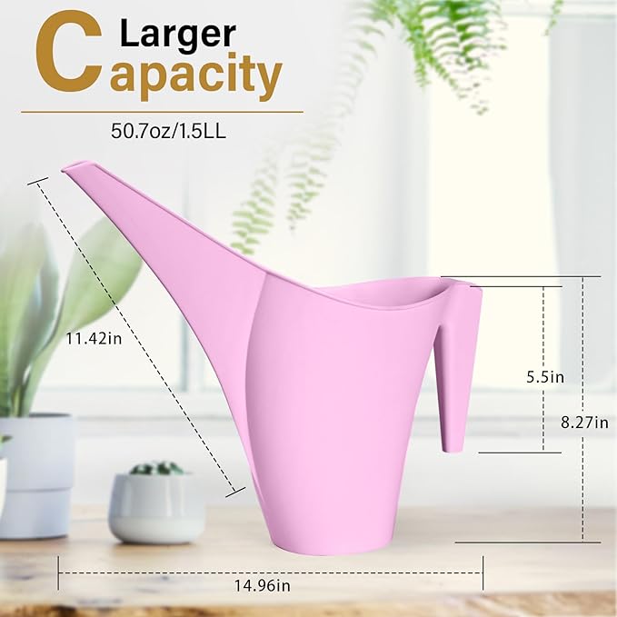 Plant Watering Can - for Home Garden - 1/2 Gallon - Pink