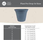 The HC Companies Sedona Round Self-Watering Pot - Lightweight Self Care Planter - Plastic Planter for Herbs & More - Durable Plant Pots for Indoor Plants & Outdoor Plants (14" Warm Gray, Pack of 2)