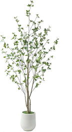Bellacat 7ft Minimalist Artificial Citrus Tree with Large Exquisite Planter, 84in Faux Citrus Tree with Realistic Leaves, Faux Tree Indoor Outdoor for Home Office Living Room Bedroom Porch Decor.