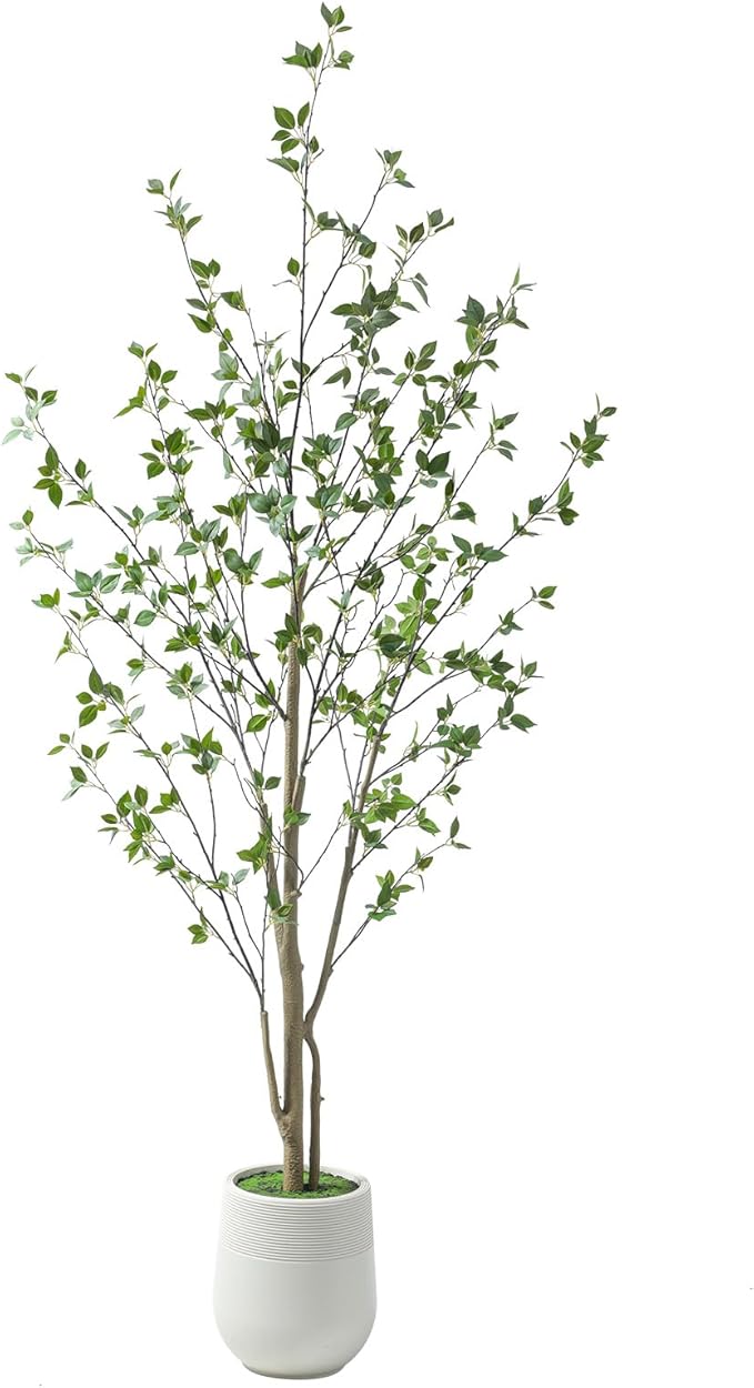 Bellacat 7ft Minimalist Artificial Citrus Tree with Large Exquisite Planter, 84in Faux Citrus Tree with Realistic Leaves, Faux Tree Indoor Outdoor for Home Office Living Room Bedroom Porch Decor.