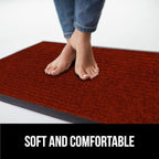 GORILLA GRIP Traffic Guard Door Mat, 47x35, Heavy Duty Welcome Mats, Commercial Office Space Doormat, Waterproof, Fade Resistant, Strong Rubber Backing, Low Profile, Shoe and Boot Scraper, Red