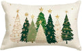 RABUSOFA Christmas Tree Pillow Covers 12x20 Inch,Watercolor Xmas Decor Stars Winter Holiday Lumbar Cushion Case Decoration for Home Sofa Couch(White, 20" x 12" (Pack of 1))