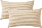 MIULEE Pack of 2 Corduroy Pillow Covers 12 x 20 Inch Lumbar Throw Pillow Covers Beige Pillowcases for Spring Sofa Bedroom Couch