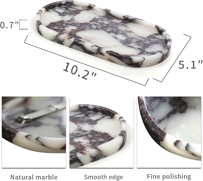 100% Natural Luxury Calaccata Viola Marble Small Hand Towel Tray Holder Organizer, Makeup Bathroom Holder