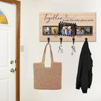 Personalized Family Photo Key Holder Custom Photos Wall Mount Wooden Key Hanger with Family Name Keychain Organizer Hanger for Wall Entryway Home Decor Housewarming Gifts for Birthday,03